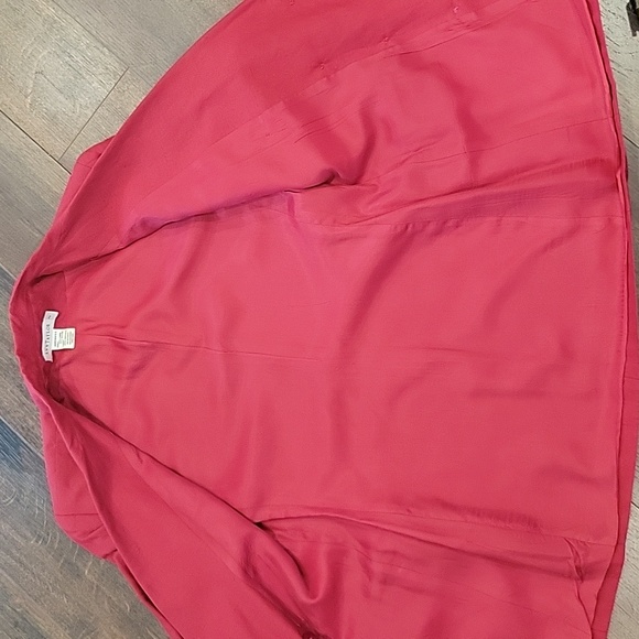 VINTAGE 90S Linen Double Breasted Boss Lady Red Long Line Blazer Small - Picture 10 of 13